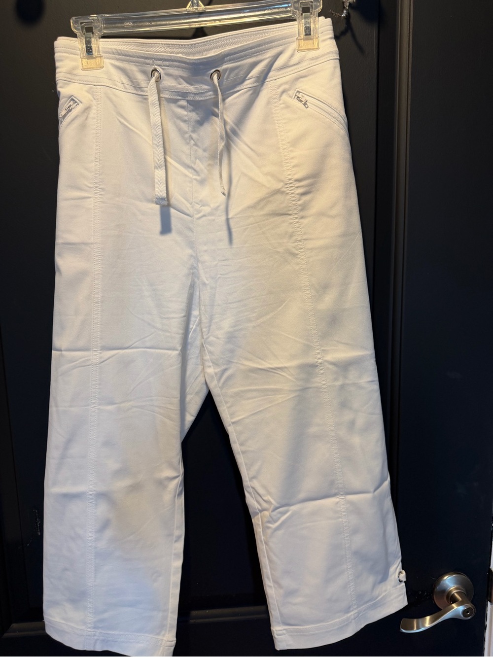 Chico's White Cropped Drawstring Ankle Pants